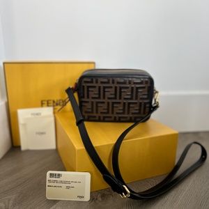 Fendi Vitello Century Bi-Color Embossed Mini Camera Bag